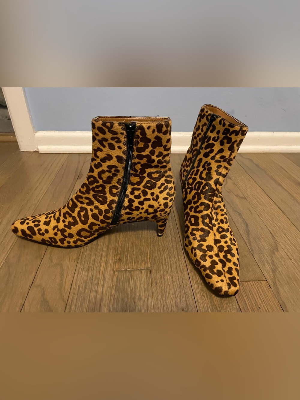 Women's Leopard Print Ankle Booties with Side Zip
